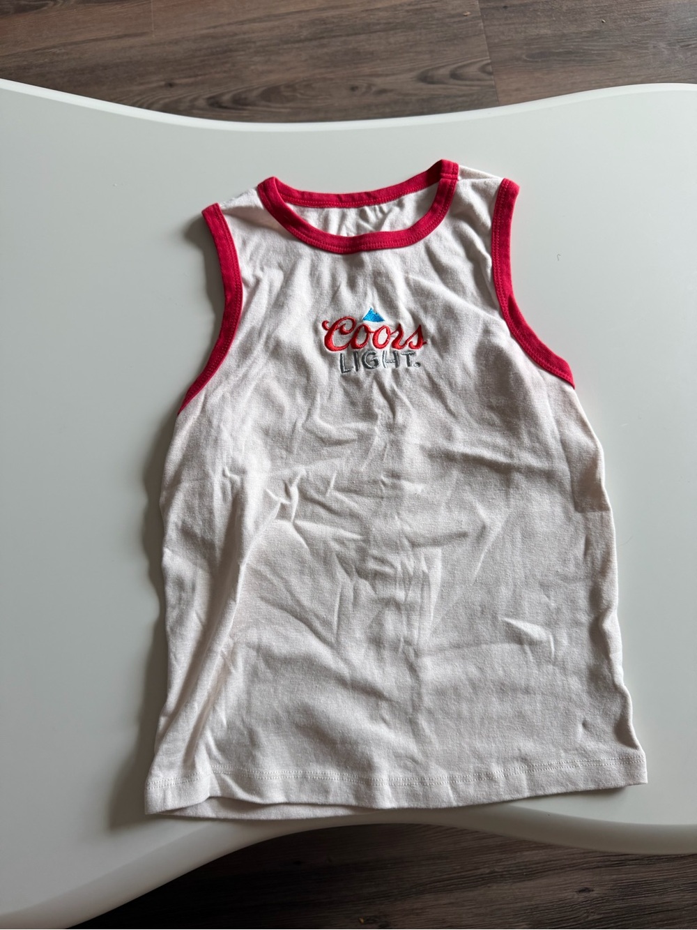 Kids White Tank Top with Red Trim